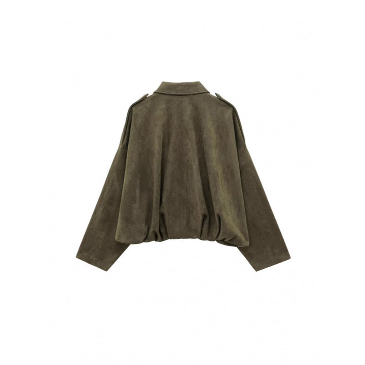 Damen modische Oversize-Jacke mit verstecktem Bund und Schulterdetails Drune