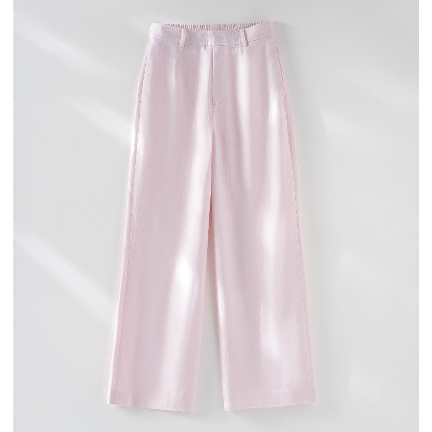 Damen Palazzo-Hose aus leichtem Leinenmix mit hohem Bund und Bügelfalte Drune