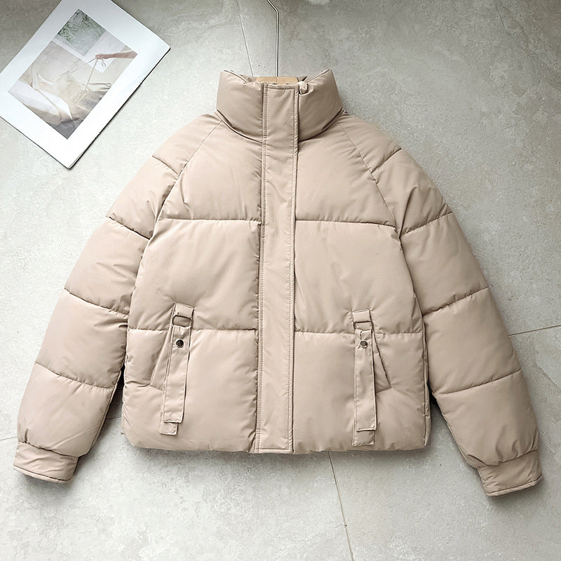 Damen nan kurze gesteppte Pufferjacke mit hohem Stehkragen, verdeckter Frontblende und D‑Ring Taschenapplikation Drune