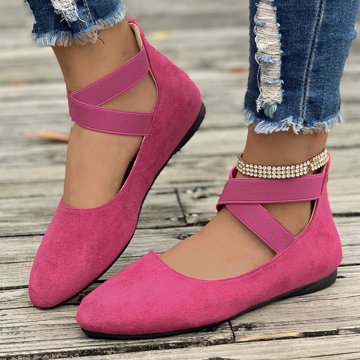 Damen Ballerinas mit elastischen Kreuzgurten Drune