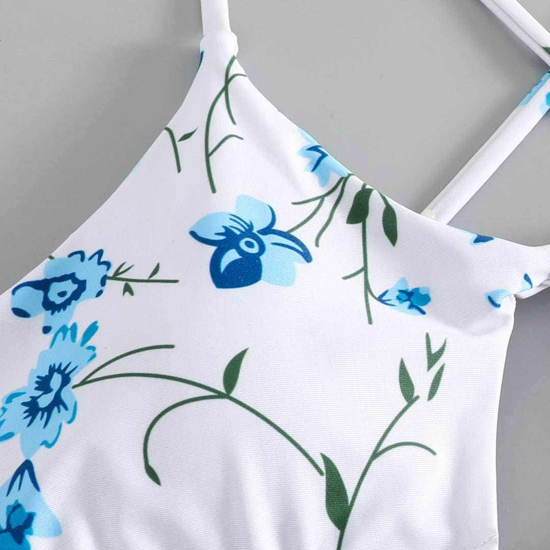 Damen Triangel-Bikini mit versetzten Trägern und floralem Muster Drune