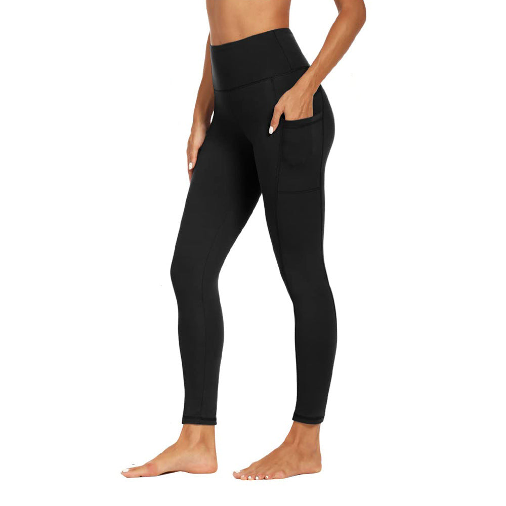 Damen Athletische Stretch-Leggings mit hoher Taille und seitlichen Taschen Drune