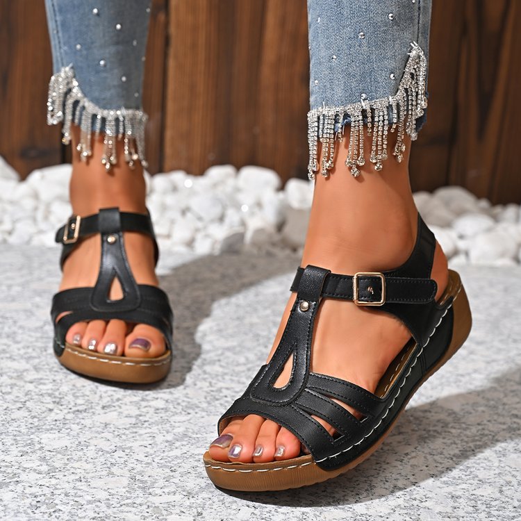 Damen Fußbett-Sandalen mit verstellbarem Riemen und elegantem Designs Drune