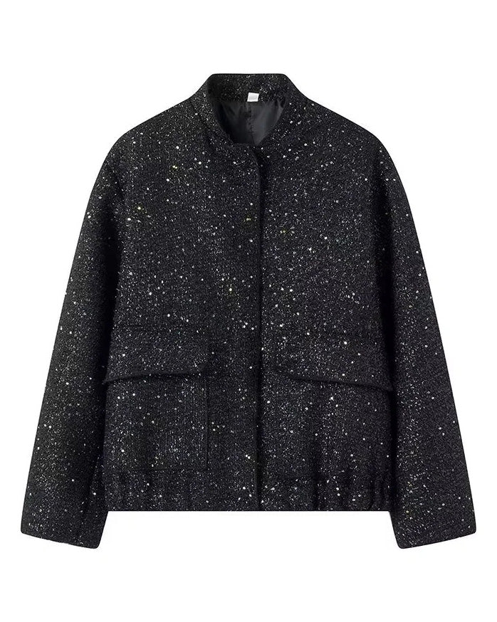 Drune | Gold Pailletten Stehkragenjacke