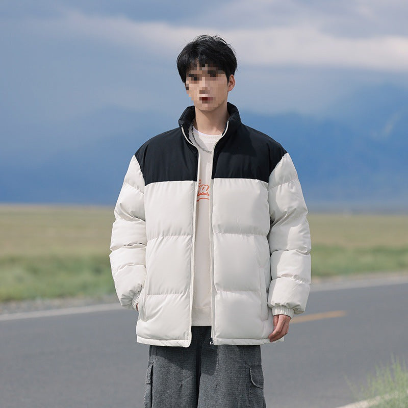 Herren Oversize-Steppjacke mit Colourblock-Schulter, hoher Stehkragen & windabweisender Wattierung Drune