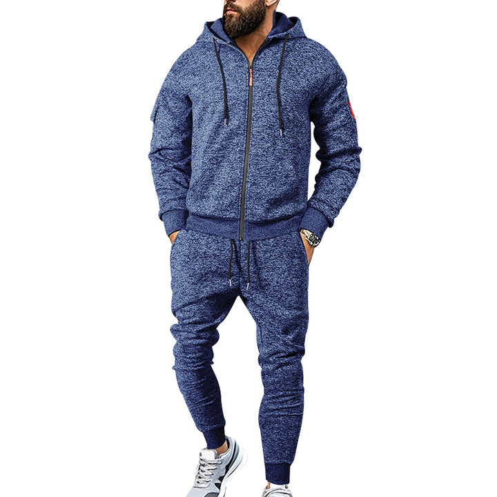Herren stylischer Freizeitanzug mit Kapuze und praktischen Taschen Drune