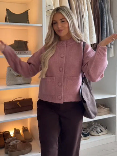Damen Strickjacke mit übergroßem Schnitt und Knopfdetails Drune