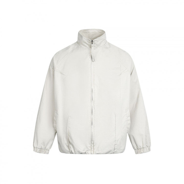 Herren Minimalistische Nylon-Bomberjacke mit Stehkragen, Raglanärmeln und gerafftem Saum Drune
