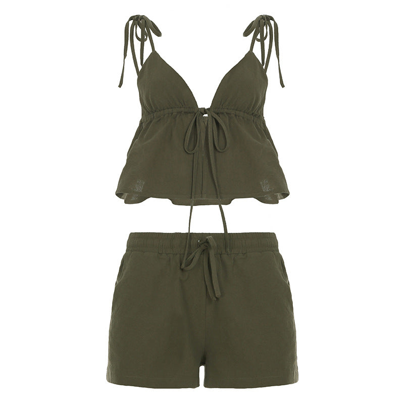 Damen Bikini-Set mit verstellbarem Oberteil und lässigen Shorts Drune