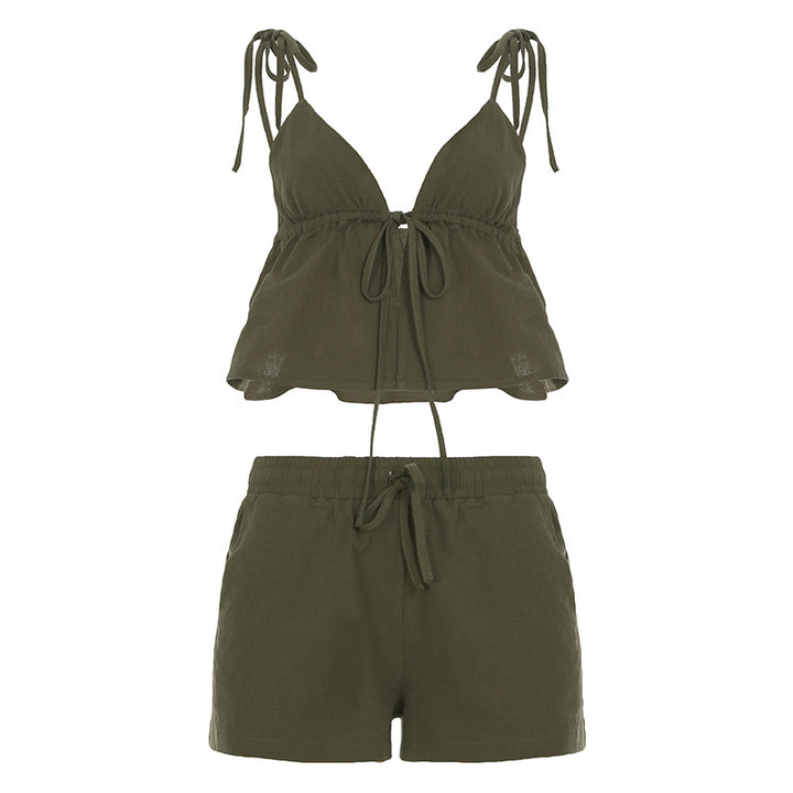Damen Bikini-Set mit verstellbarem Oberteil und lässigen Shorts Drune