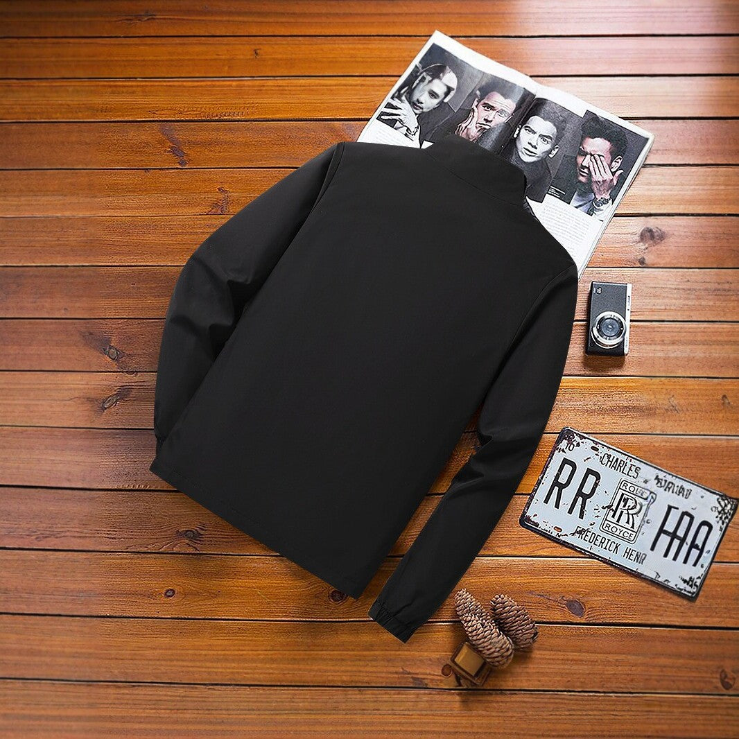 Herren Leichte Windbreaker‑Übergangsjacke mit Stehkragen, elastischen Bündchen und verdecktem Reißverschluss Drune