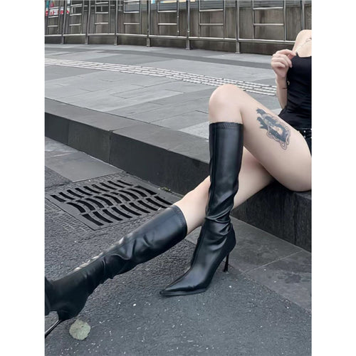 Damen Kniehohe spitz zulaufende Stiefel mit schlankem Stiletto‑Absatz und ergonomischem Komfortfußbett Drune