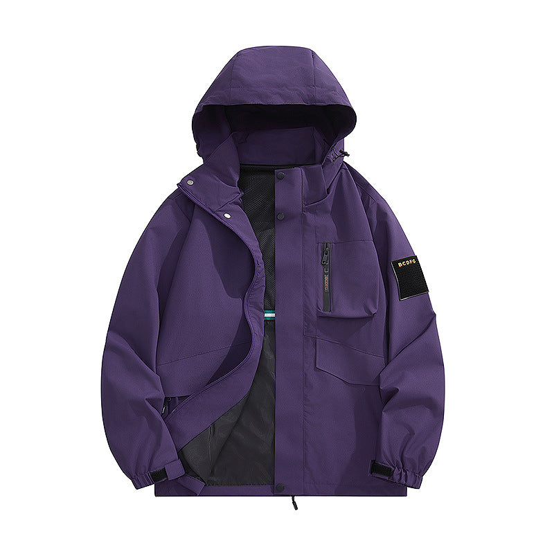 Herren multifunktionale Utility-Outdoorjacke mit Kapuze, verdeckten Taschenklappen und windabweisender Beschichtung Drune