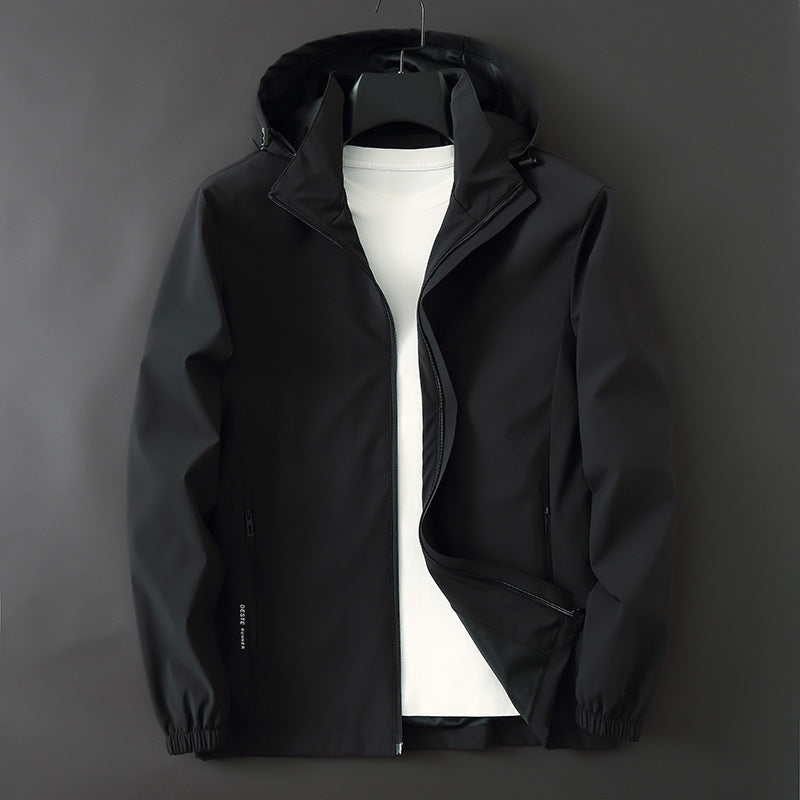 Herren Funktionale Slim‑Softshell‑Kapuzenjacke mit wasserabweisender Beschichtung und elastischen Bündchen Drune