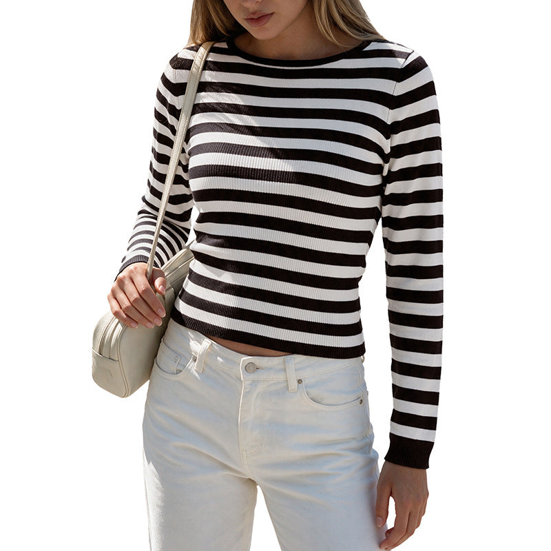 Damen Lässiger Langarm-Pullover im modernen Streifenlook Drune