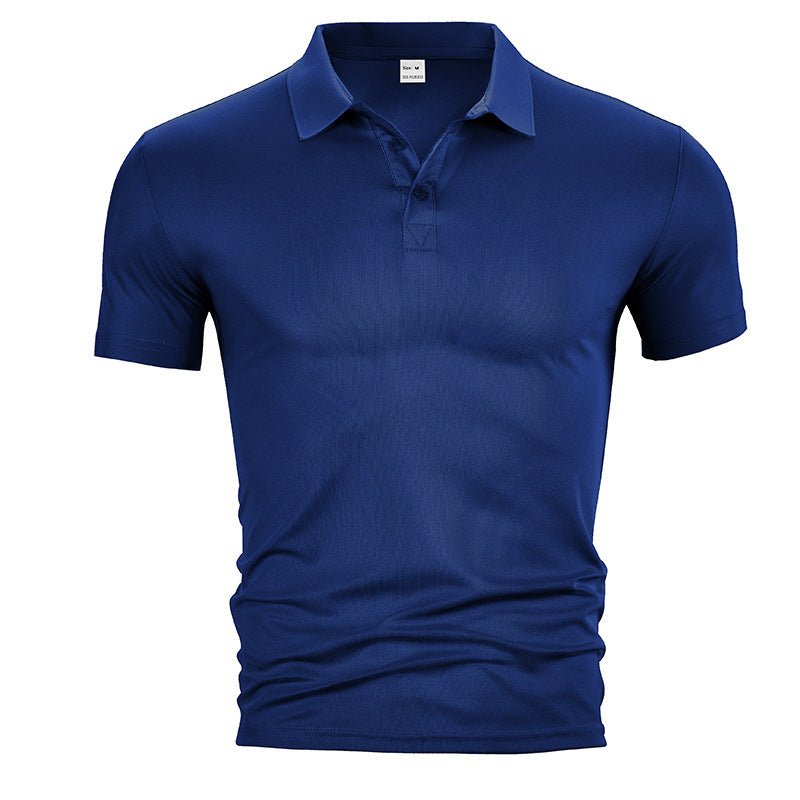 Herren nan figurbetontes Kurzarm-Poloshirt aus elastischem Jersey mit Hemdkragen und kurzer Knopfleiste Drune