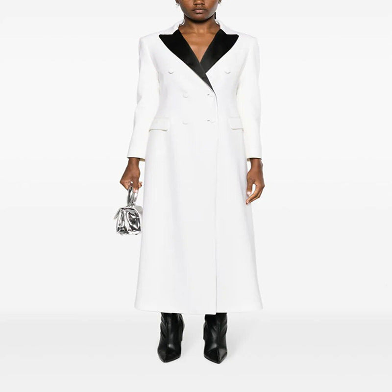 Damen Maxiblazer-Mantel im Smokingschnitt mit schmaler Silhouette Drune