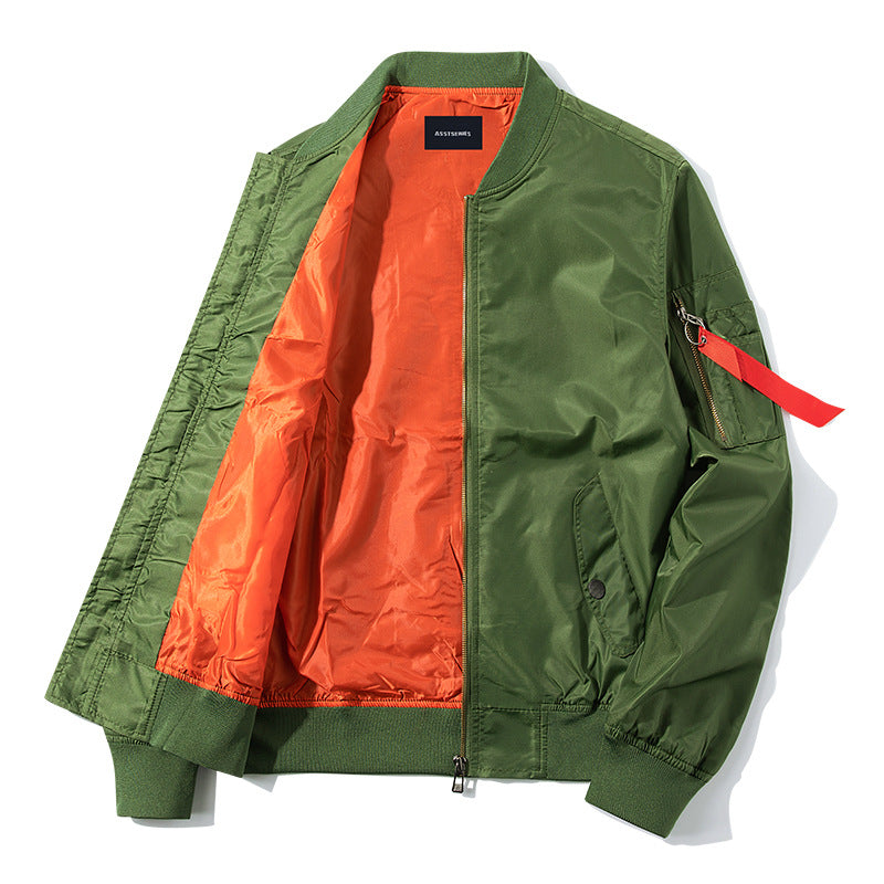 Herren o Leicht Nylon Flug Bomberjacke mit hochsichtbarem Kontrastfutter, Ärmelsichtreißverschluss, Utility-Tasche und gerippten Abschlüssen Drune