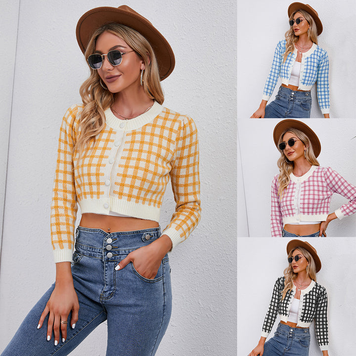 Damen Kuscheliger Karo Strickcardigan Drune