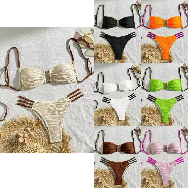 Damen Bikini-Set mit raffiniertem Falten-Design und modischen Akzenten Drune