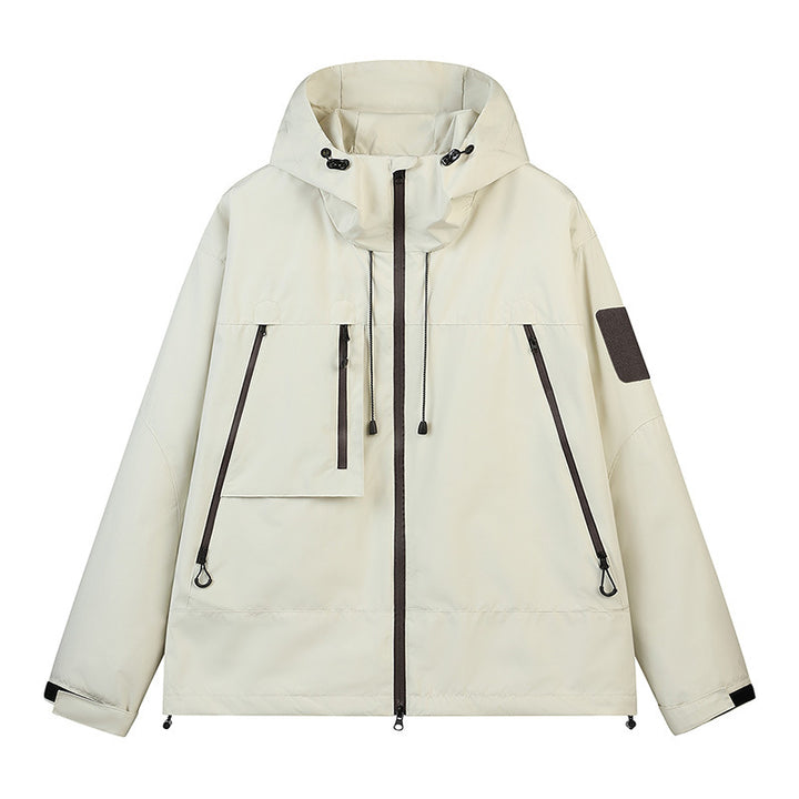 Herren Technische Kapuzen-Outdoorjacke mit wasserabweisenden Reißverschlüssen und Utility‑Taschen Drune