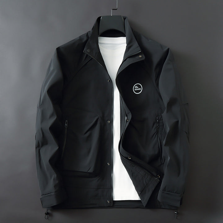 Herren Leichte technische Übergangsjacke mit Stehkragen, Reißverschluss und Multifunktionstaschen Drune