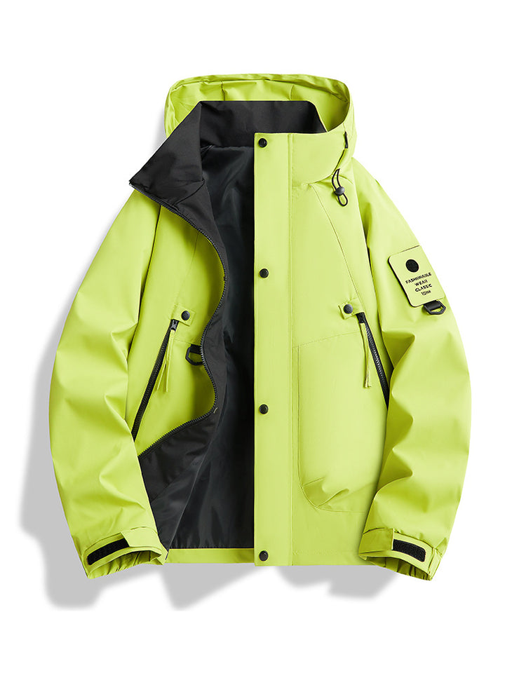 Herren wasserdichte Urban-Hardshelljacke mit verschweißten Nähten, verstellbarer Kapuze und Utility-Ärmeltasche Drune