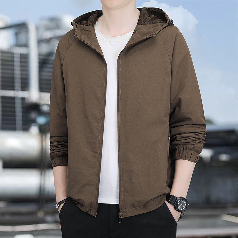 Herren Modische Übergangsjacke mit Kapuze Drune