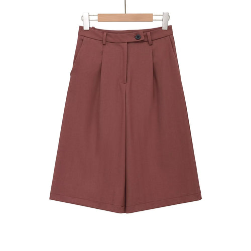 Damen weite Hochbund-Shorts mit eleganter Faltenlegung Drune