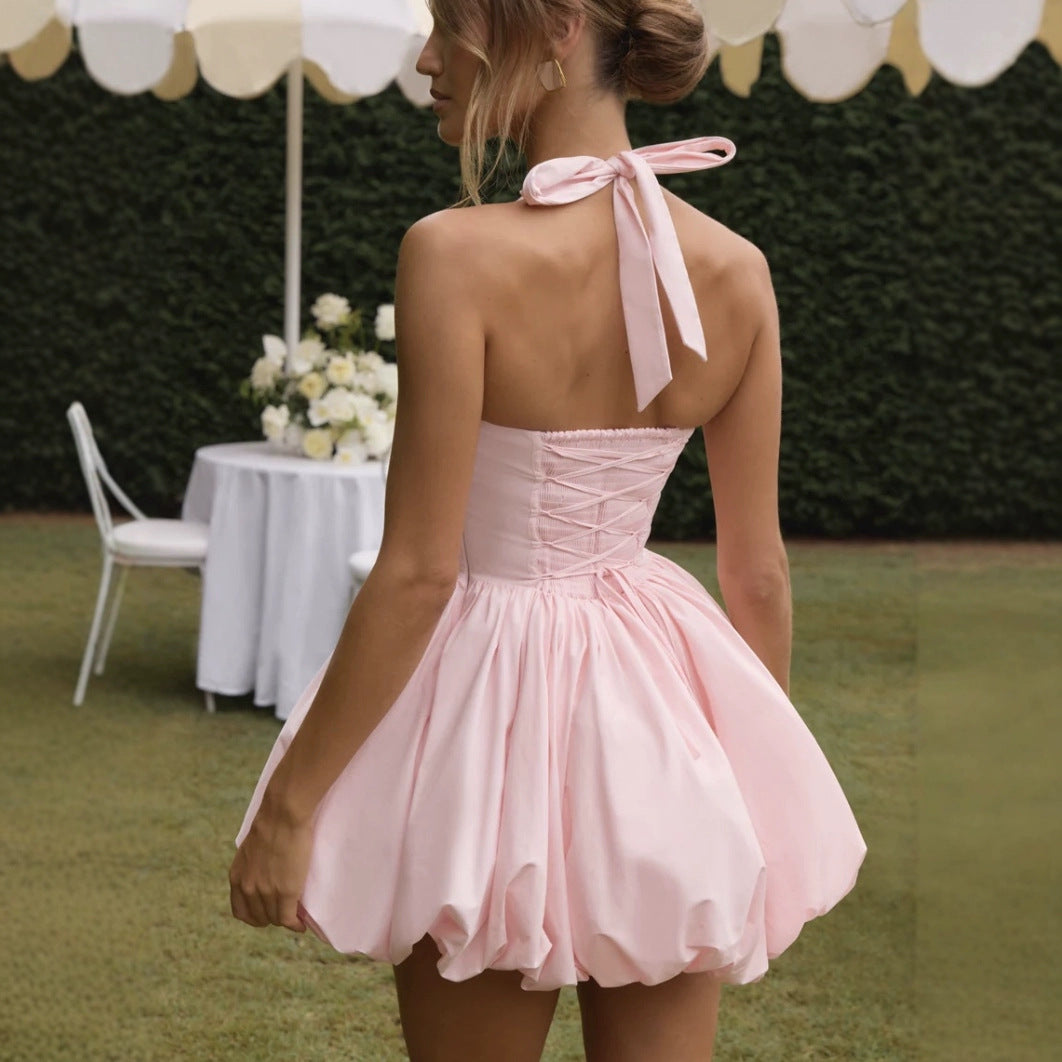 Damen Verspieltes Cocktailkleid mit schwingendem Rock und verstellbarem Halter Drune