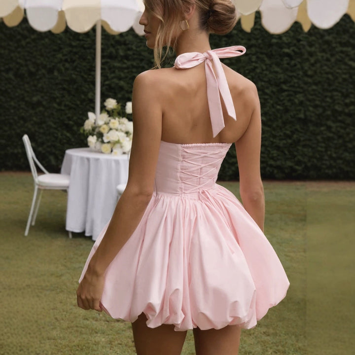 Damen Verspieltes Cocktailkleid mit schwingendem Rock und verstellbarem Halter Drune