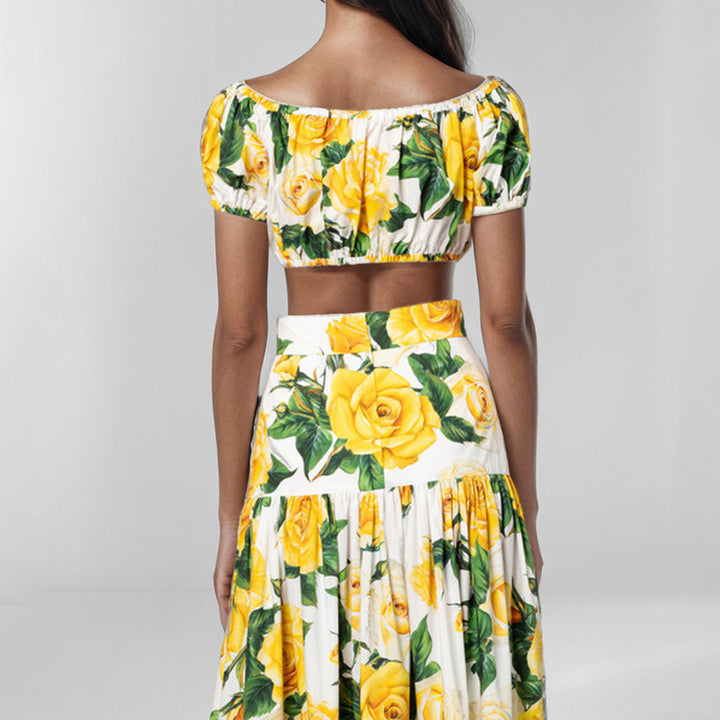 Damen Zweiteiliges Blumenmuster Set Drune