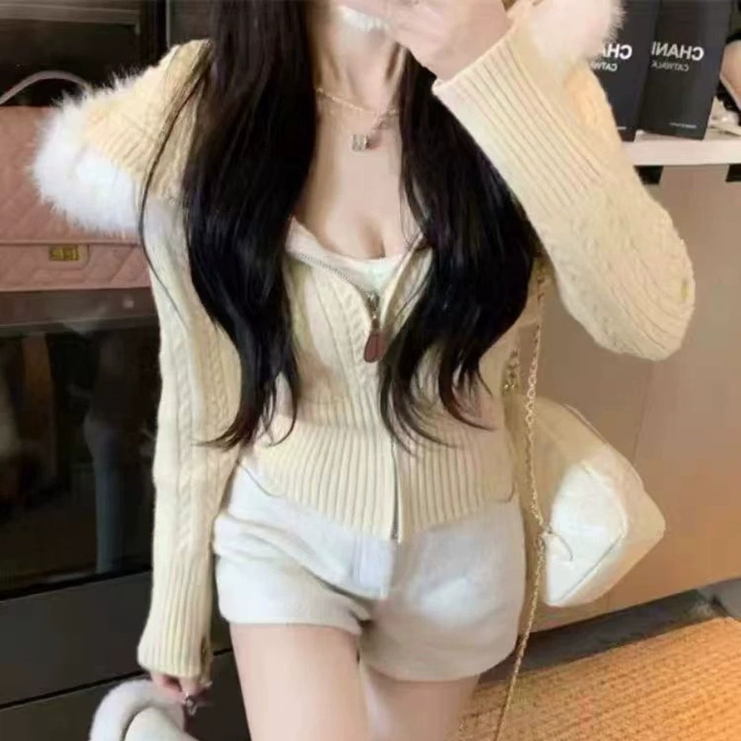 Damen Eleganter Cardigan mit strukturierter Zopfstruktur und hochwertigem Innenfutter Drune