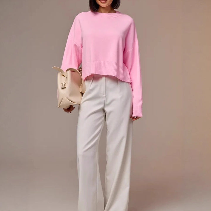 Damen Modischer Cropped Pullover mit weitem Schnitt