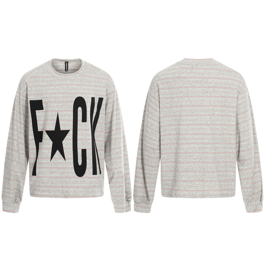 Damen Gestreiftes Oversize-Sweatshirt mit großflächigem Typo-Print und Rundhalsausschnitt Drune