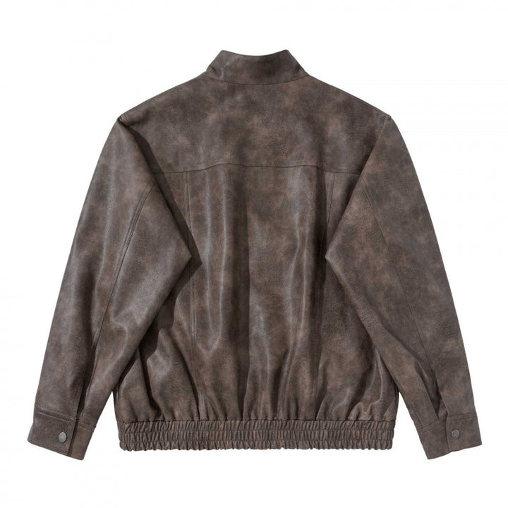 Herren Kurzblouson aus Veloursleder‑Optik mit Stehkragen, Raglanärmeln und elastischem Saum Drune
