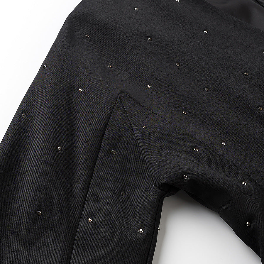 Damen elegante Blazerjacke mit funkelnden Details und dekorativen Taschen Drune