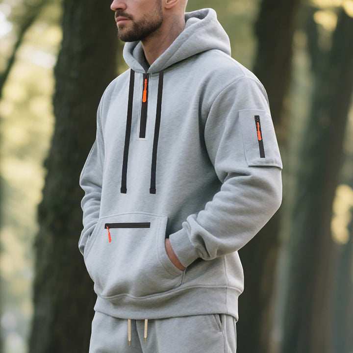 Herren Sportlicher Hoodie mit funktionalen Reißverschlusstaschen Drune