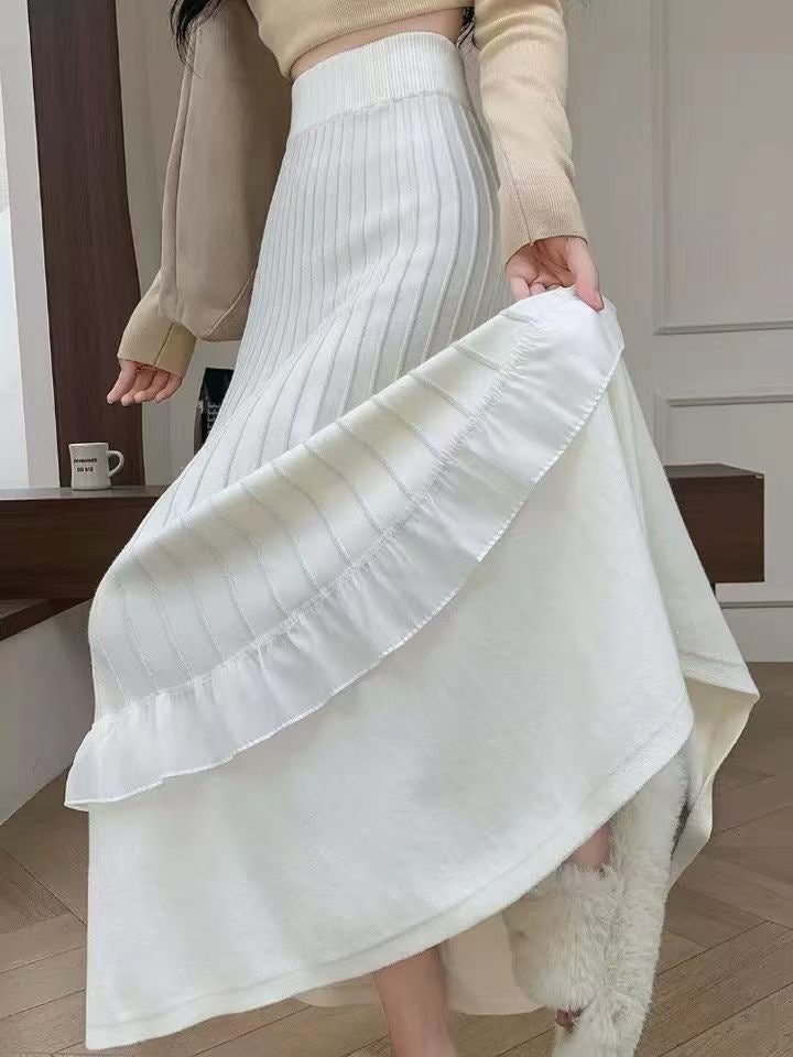 Damen Eleganter Maxi-Rock mit Volant und strukturiertem Design Drune