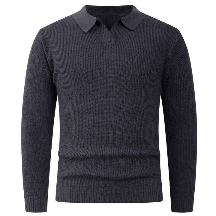 Herren Feines Strick-Poloshirt mit Hemdkragen und geripptem Saum Drune