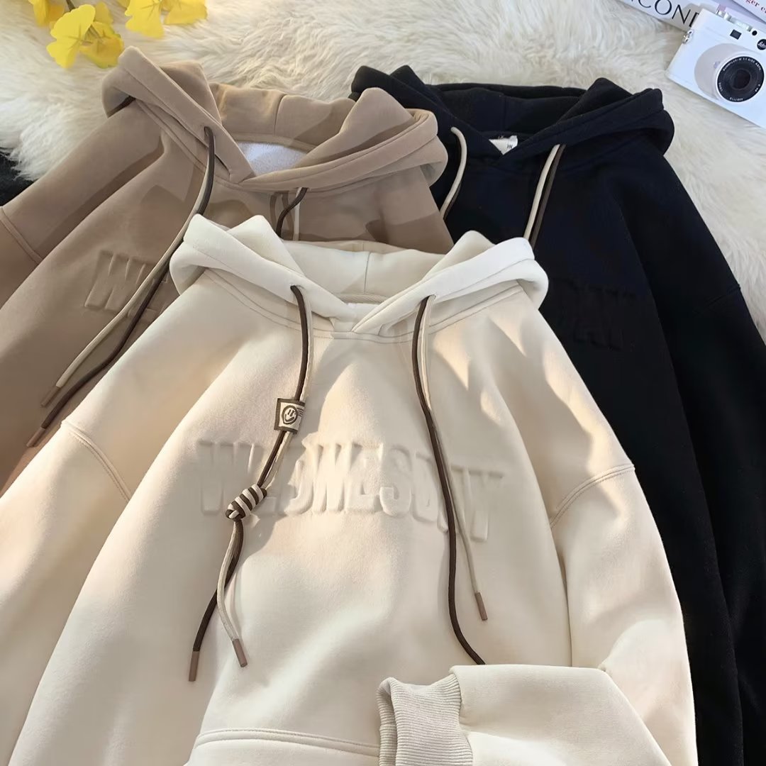 Damen modischer Kapuzenpullover mit auffälligem Schriftzug und hochwertigem Material Drune