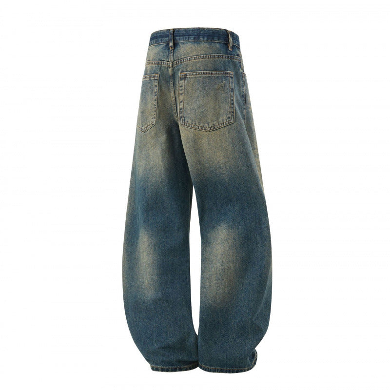 Damen Weite High-Waist Baggy-Jeans mit Used-Waschung und Distressed-Details Drune