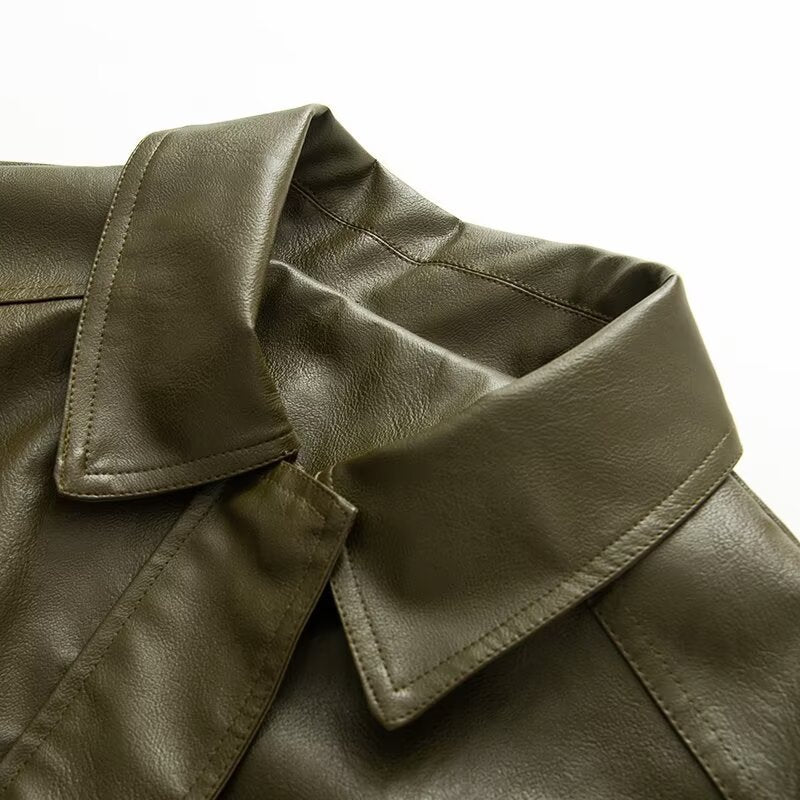 Damen Stilvolle Kunstlederjacke mit elastischem Bund Drune