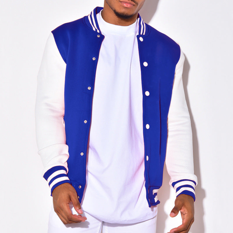 Herren nan Retro-Sport-Bomberjacke mit Druckknopfleiste, Kontrastärmeln und Rippbündchen Drune