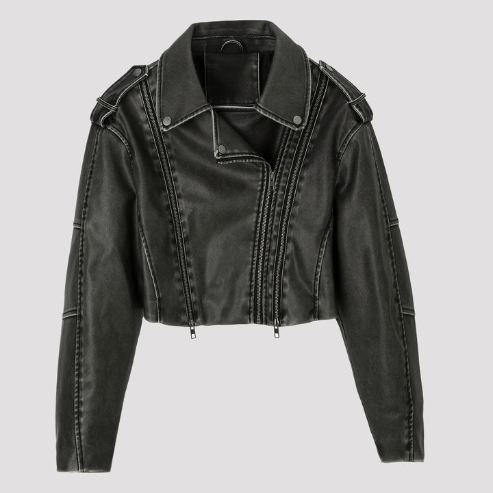 Damen Cropped Bikerjacke Drune
