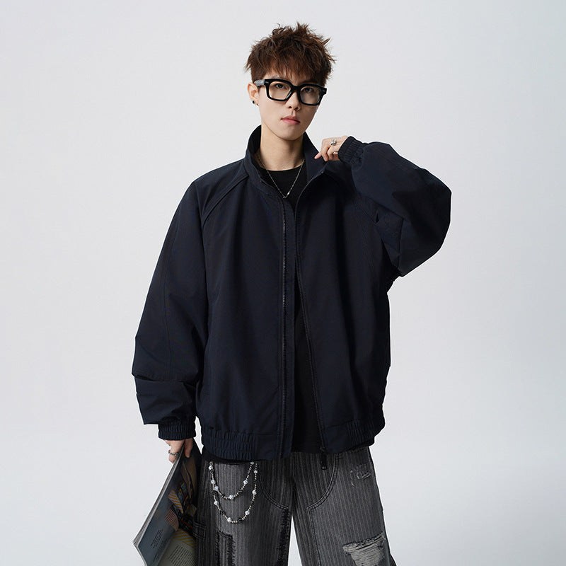 Unisex Oversized Windjacke mit Stehkragen und Raglanärmeln Drune