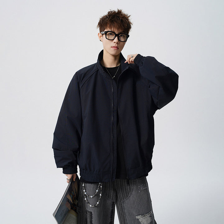 Unisex Oversized Windjacke mit Stehkragen und Raglanärmeln Drune