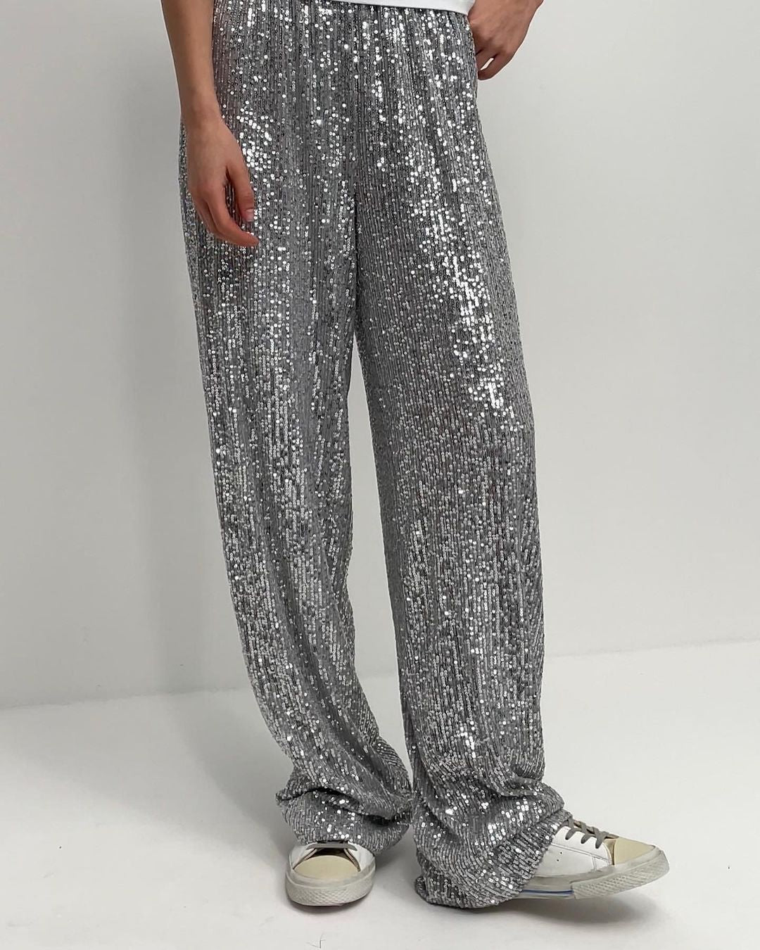 Damen Glitzernde Palazzo-Hose Drune