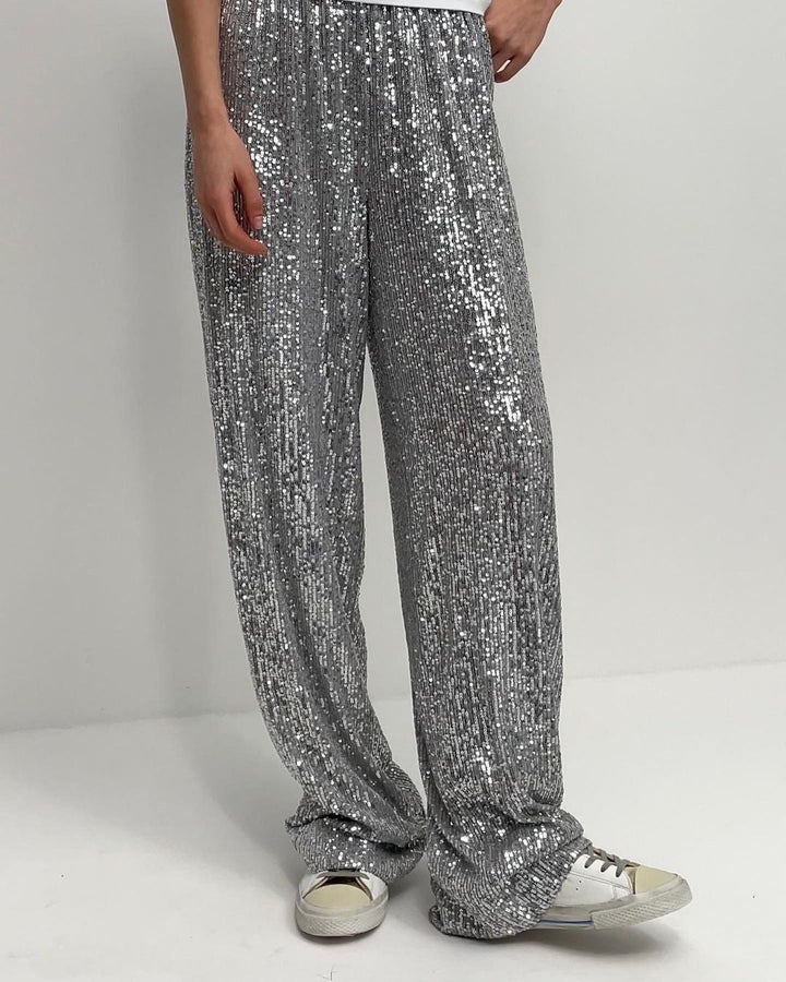 Damen Glitzernde Palazzo-Hose Drune
