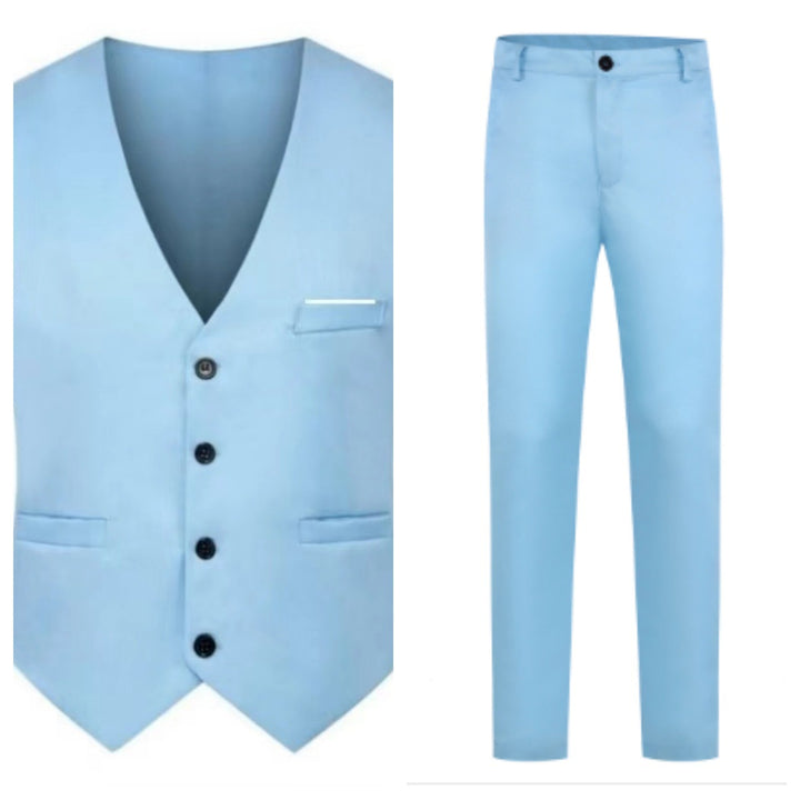 Herren nan elegante Satinweste mit V-Ausschnitt und schmal geschnittene Anzughose Drune